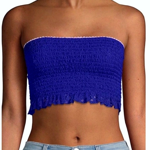 Free People Blue Callie Bandeau Ruffle Bralette - Picture 2 of 6